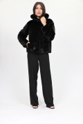 Black Hodded Jacket in Mink Fur
