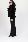 Black Hodded Jacket in Mink Fur