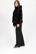 Black Hodded Jacket in Mink Fur