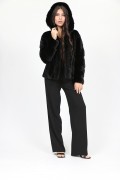 Black Hodded Jacket in Mink Fur