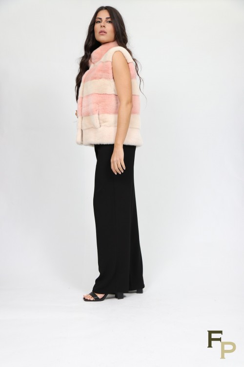 Veste en Fourrure de Vison "Vanille-Fraise"