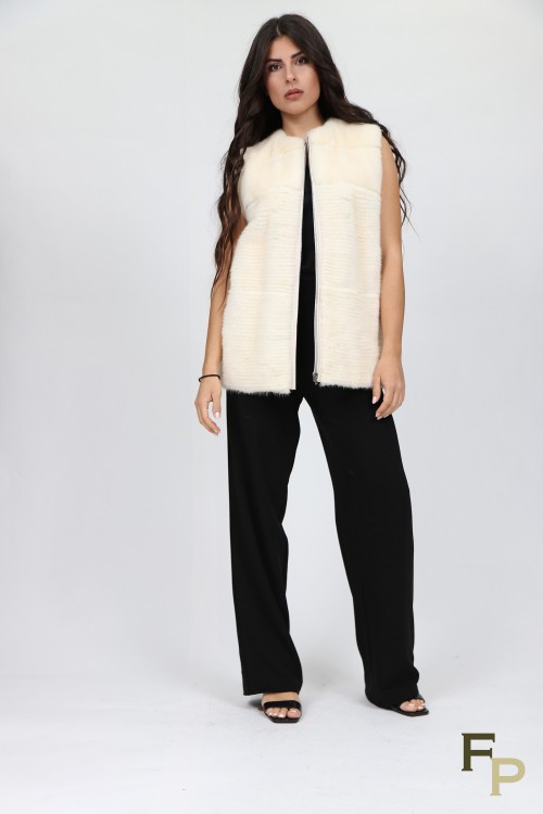 Veste en Fourrure de Vison "Vanille-Fraise"