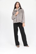 Mink Fur Jacket in Grey Sapphire Colour Classic Collar