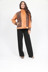 Shaved Mink Fur Jacket and Tweed Fabric