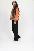 Shaved Mink Fur Jacket and Tweed Fabric