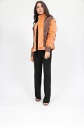 Shaved Mink Fur Jacket and Tweed Fabric