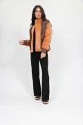 Shaved Mink Fur Jacket and Tweed Fabric