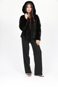 Shaved Mink Fur Jacket and Tweed Fabric